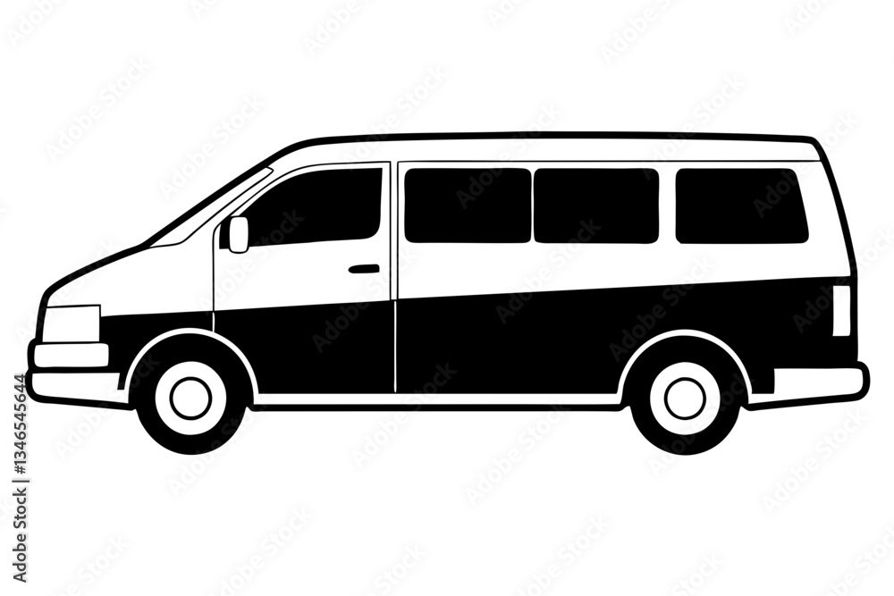 mini van line art silhouette vector illustration mini van line art silhouette vector illustration