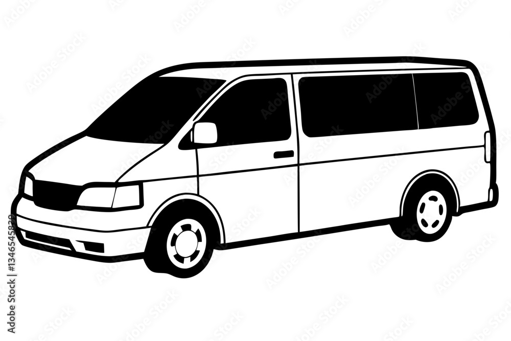 mini van line art silhouette vector illustration mini van line art silhouette vector illustration