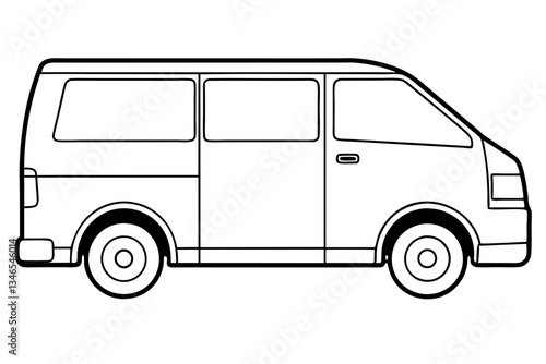 mini van line art silhouette vector illustration