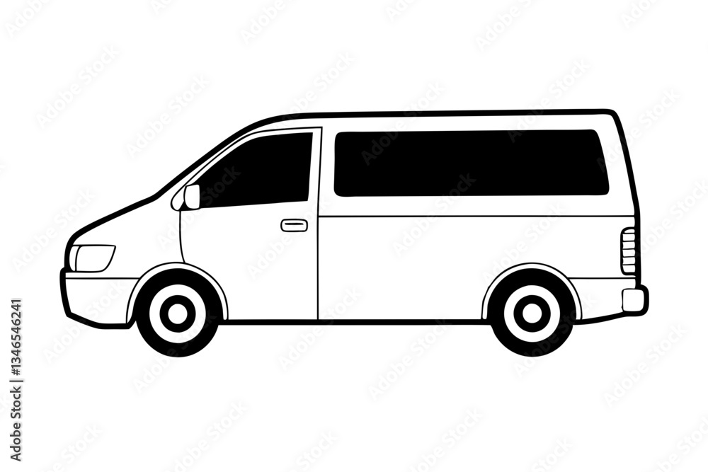 mini van line art silhouette vector illustration mini van line art silhouette vector illustration
