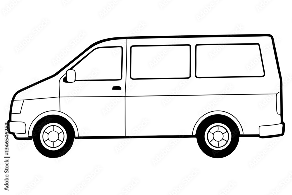 mini van line art silhouette vector illustration mini van line art silhouette vector illustration