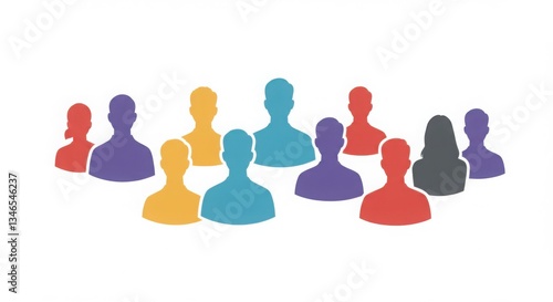 Diverse Group of Colorful People Icons; Flat Design Team Avatar Collection
