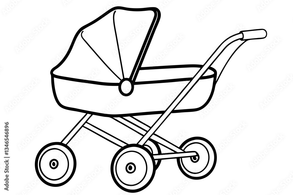 newborn baby modern stroller line art silhouette vector illustration newborn baby modern stroller line art silhouette vector illustration
