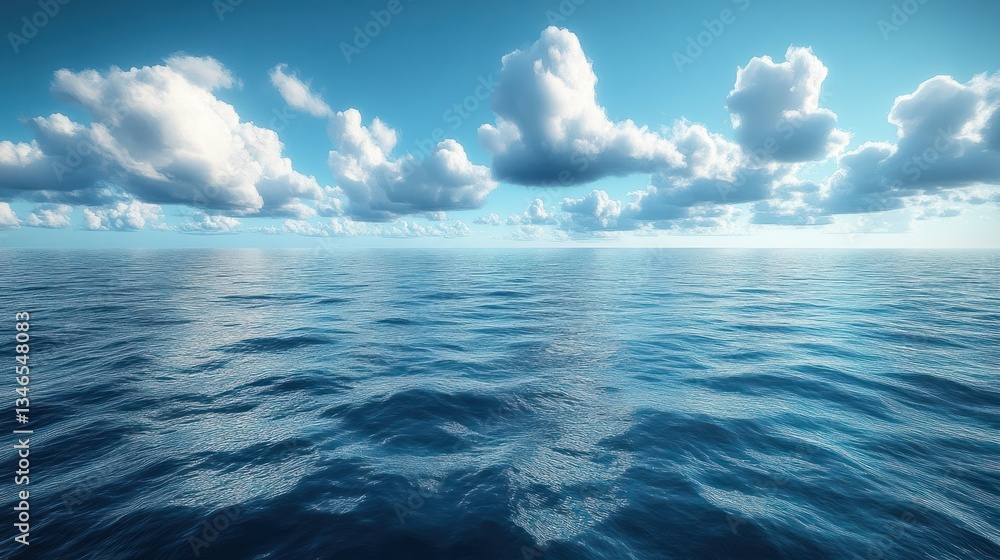 Obraz premium Calm Ocean Scene Peaceful Sky Clouds