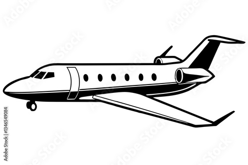 private jet line art silhouette vector illustration