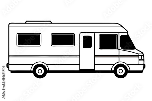 rv recreational vehicle line art silhouette vector illustration