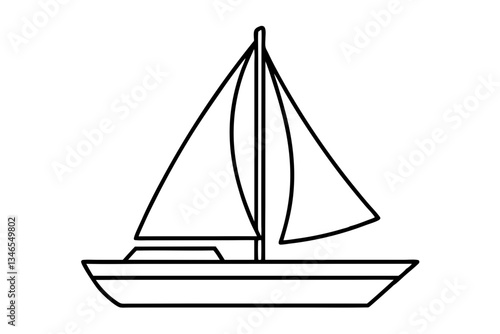 sailboat line art silhouette vector illustration