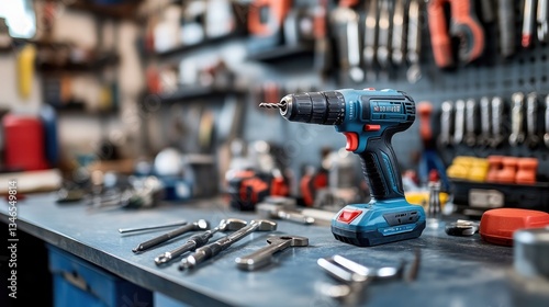 A close-up of a power drill, wrench, and other tools arranged neatly on a workbench, showcasing the essentials for any DIY or home improvement project.