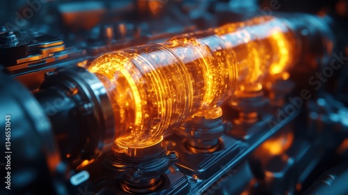 Fiery Metal Cylinder Industrial Process