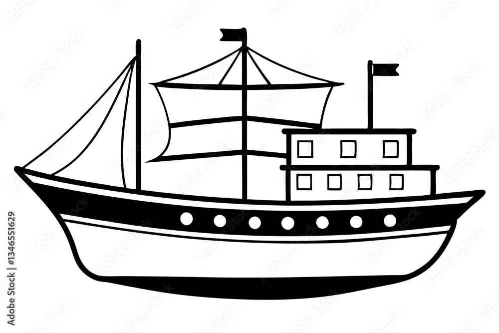 ship line art silhouette vector illustration ship line art silhouette vector illustration