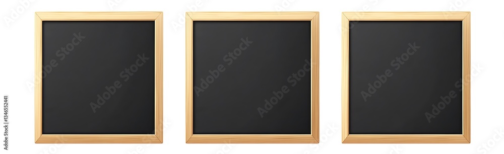 3 empty blackboards in wooden frames, white background 3 empty blackboards in wooden frames, white background