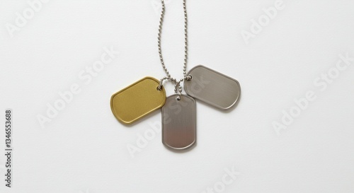 Gold, Silver, and Bronze Dog Tags Necklace; Military ID Tags Pendant Jewelry Accessory