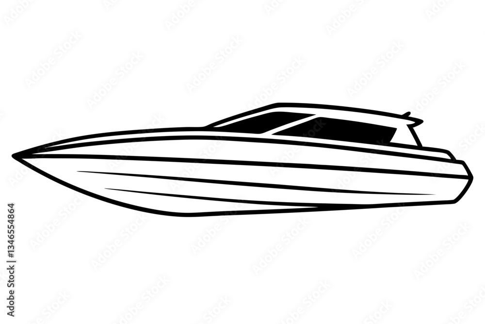 speedboat line art silhouette vector illustration speedboat line art silhouette vector illustration