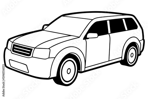 suv coupe car line art silhouette vector illustration