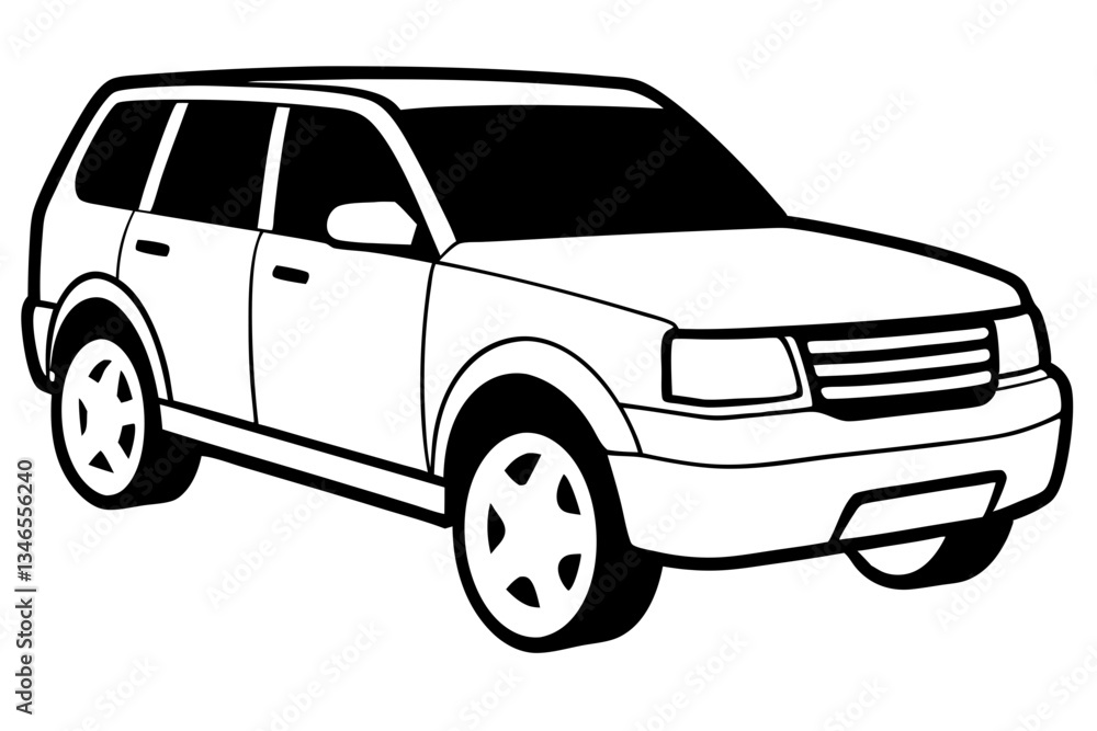 suv coupe car line art silhouette vector illustration suv coupe car line art silhouette vector illustration