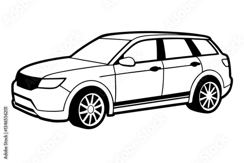 suv coupe car line art silhouette vector illustration