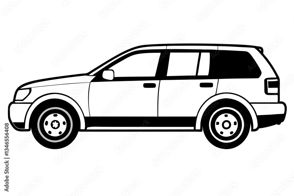 Obraz premium suv coupe car line art silhouette vector illustration