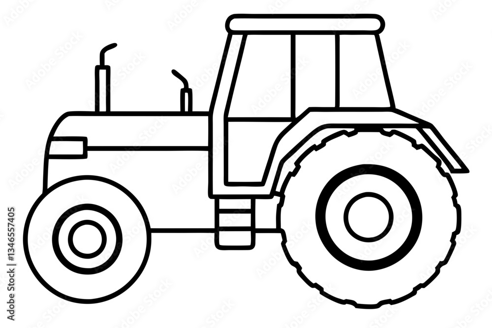 Obraz premium tractor line art silhouette vector illustration