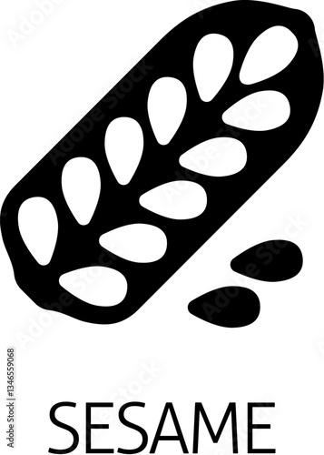 A sesame seed and capsule pod food allergen icon concept. Possibly an icon for the allergen or allergy.