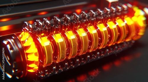 Intricate Glowing Gears: A Cyberpunk Mechanical Marvel