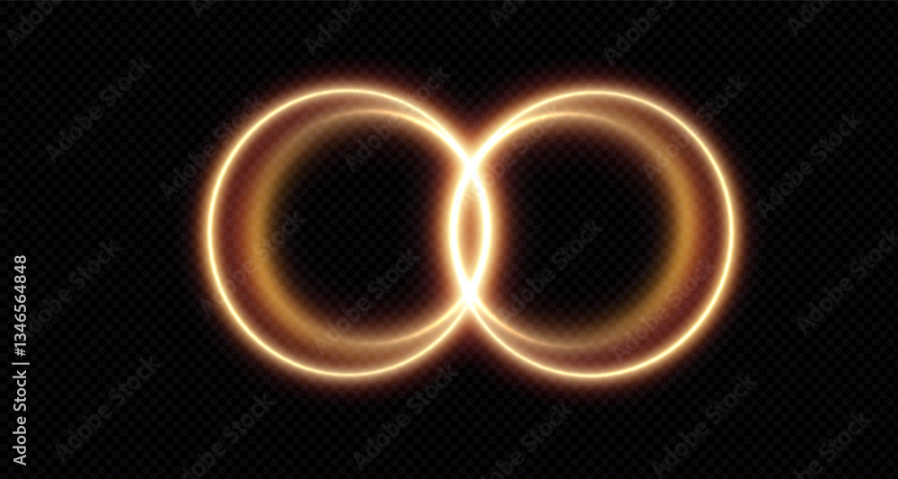 Naklejka premium Festive glitter frame, circle, ring png. Festive circle, ring, frame, for cards, invitations, banners, advertisements. Neon frame, set of geometric frames. Vector png background with gold glowing line