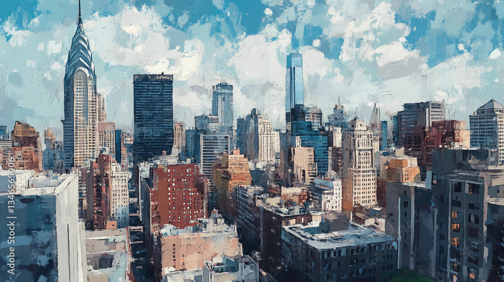 Obraz premium A painting of a cityscape with the name pennsylvania on it