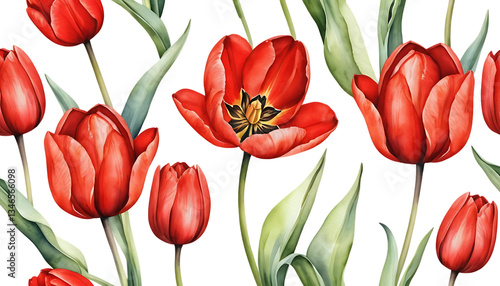 red tulips illustration watercolor