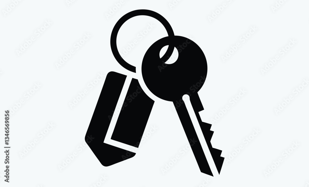 Keychain with house keys icon, real estate symbol, vector illustration Keychain with house keys icon, real estate symbol, vector illustration