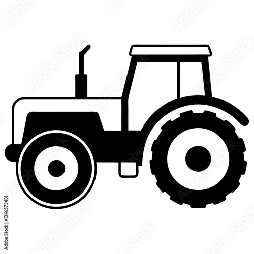 Red tractor on a white background isolated with farm and agricultural equipment