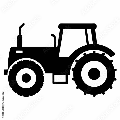 Red tractor on a white background isolated with farm and agricultural equipment