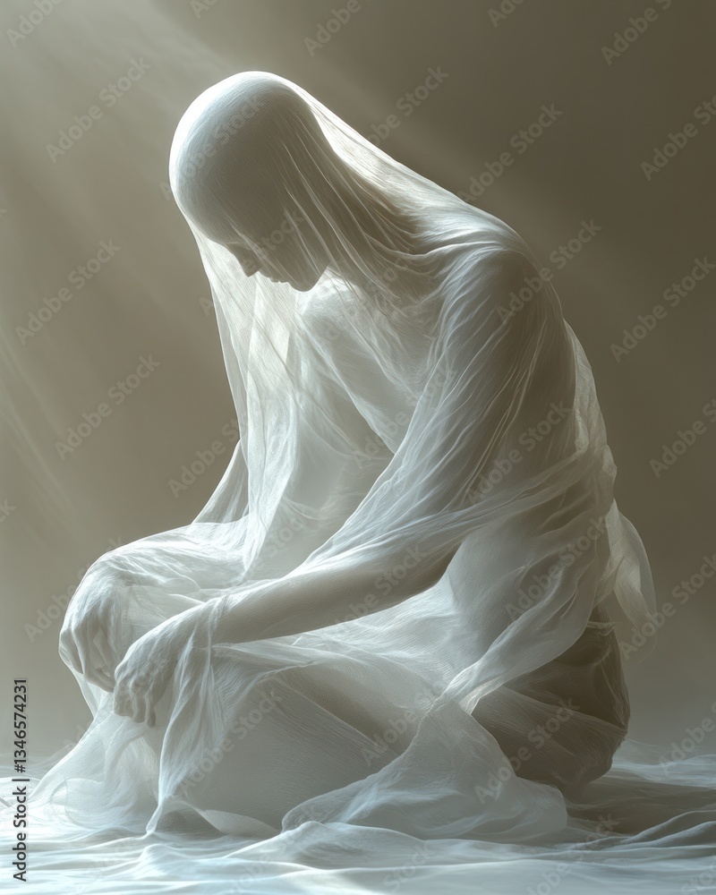 Serene Woman Contemplating Peaceful Pose Serene Woman Contemplating Peaceful Pose