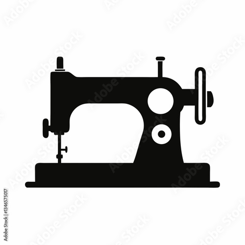 Vintage black sewing machine isolated on a white background