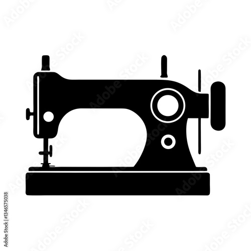 Vintage black sewing machine isolated on a white background