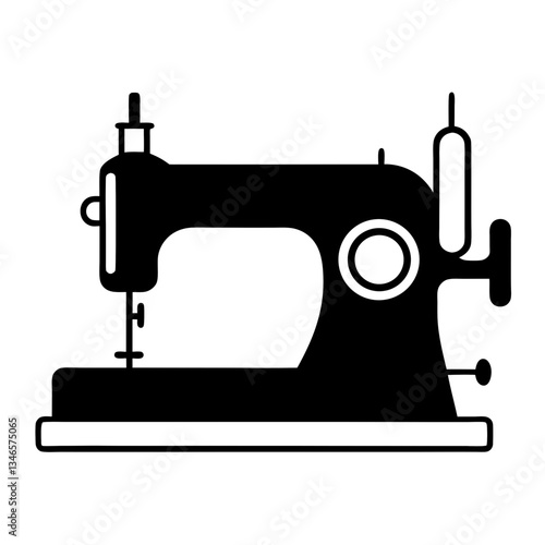 Vintage black sewing machine isolated on a white background