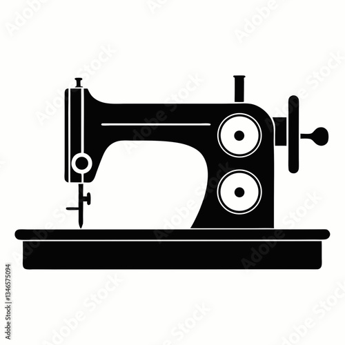 Vintage black sewing machine isolated on a white background