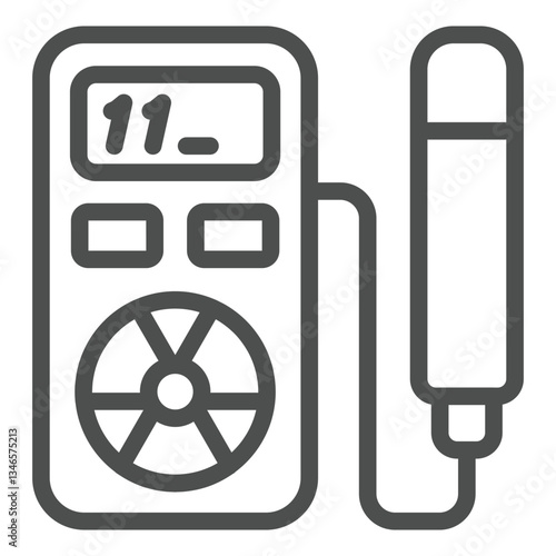Geiger counter tool line icon, atomic energy concept. Vector graphics. Device to measure radioactivity sign on white background, outline style icon for mobile or web design.