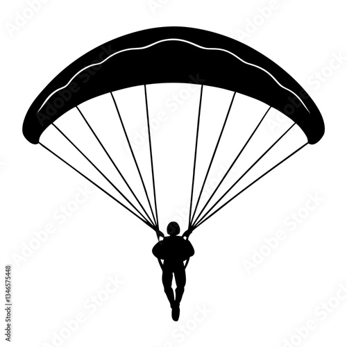 Paraglider silhouette on black background flying in the sky
