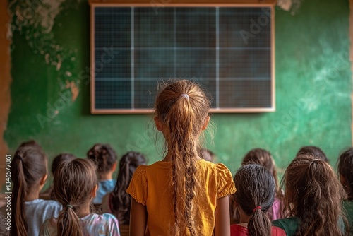 
A group of children in a classroom watch a demonstration of a solar panel.

