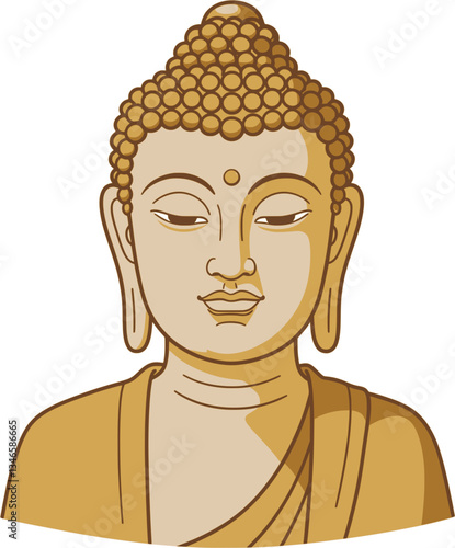 This image is an illustration of the upper body of Buddha