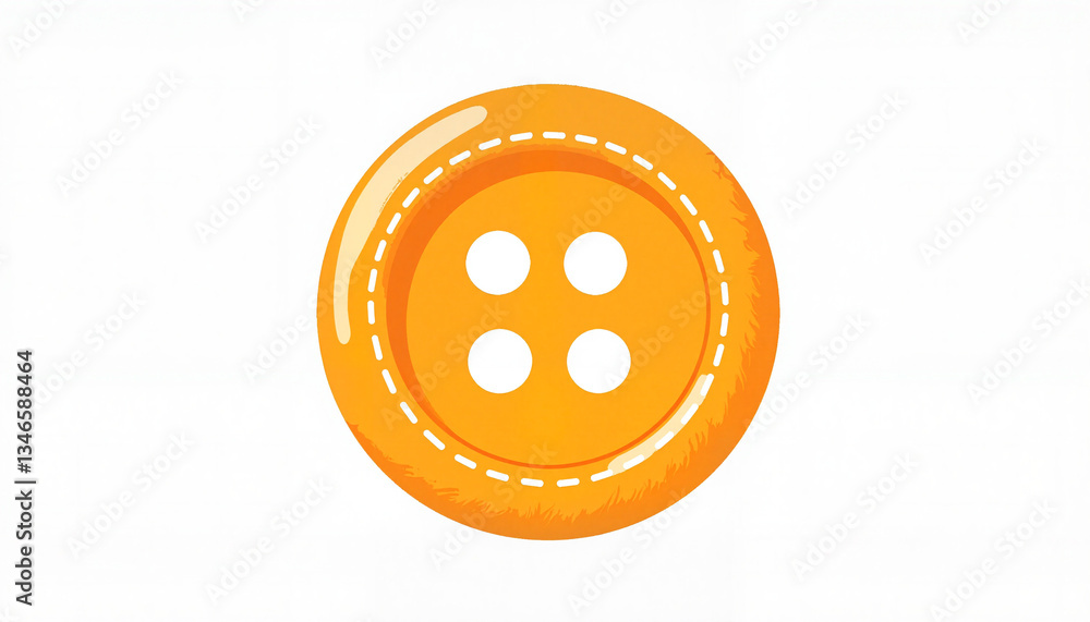 Fototapeta premium Bright orange button on flat white background, clean design