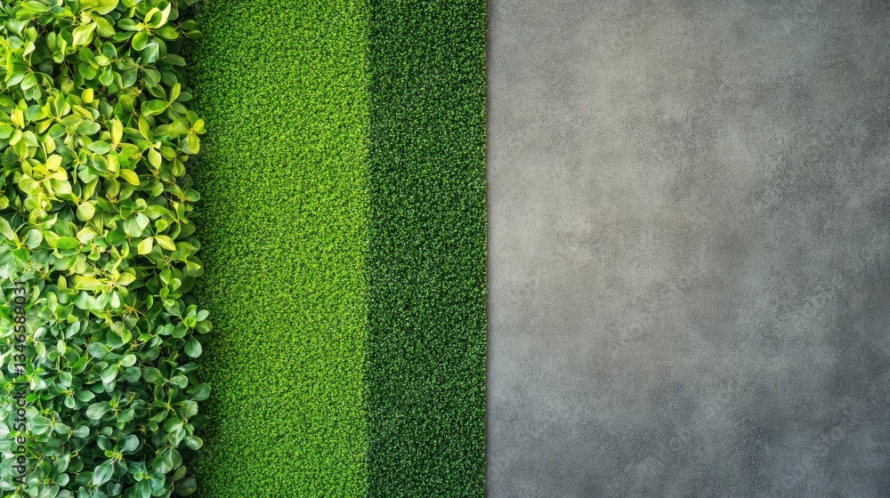 Artificial grass installation with a color guide showing available green tones