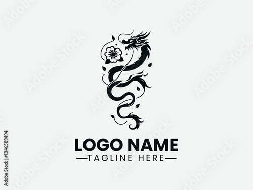Dragon Phoenix Kite Peach Blossom Tail Logo Design, Phoenix Dragon Kite Logo