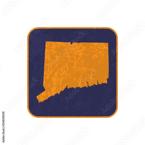 Connecticut state map square with grunge texture.