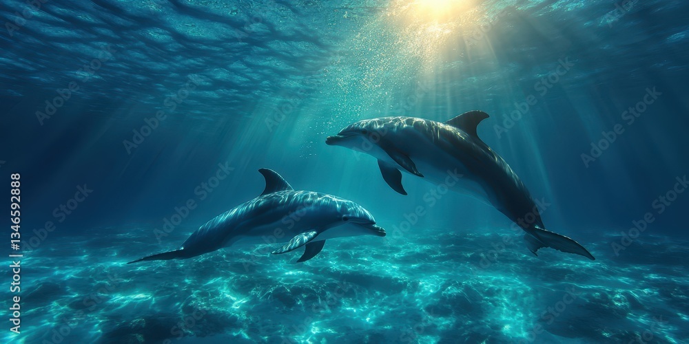 Fototapeta premium Graceful Dolphins in Motion Banner