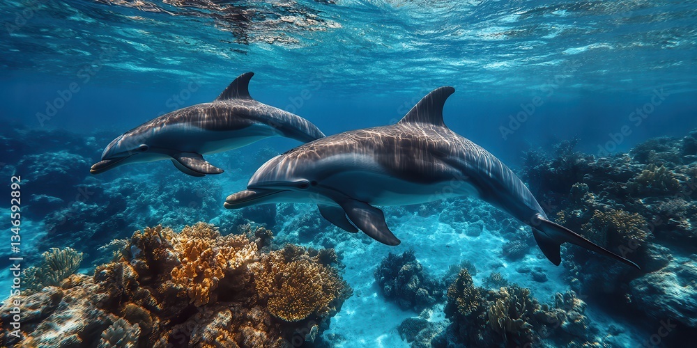 Fototapeta premium Graceful Dolphins in Motion Banner
