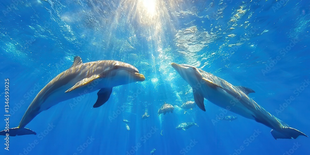 Obraz premium Graceful Dolphins in Motion Banner