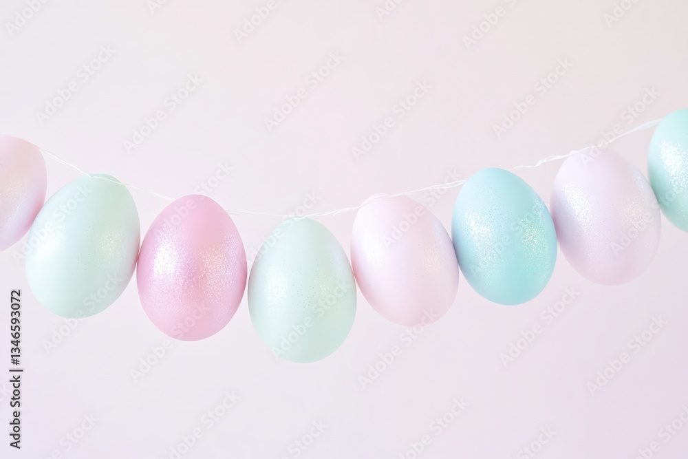 Luxurious Hanging Easter Eggs with Sparkling Rhinestones and Ribbons on Elegant Bokeh Background. Luxurious Hanging Easter Eggs with Sparkling Rhinestones and Ribbons on Elegant Bokeh Background.