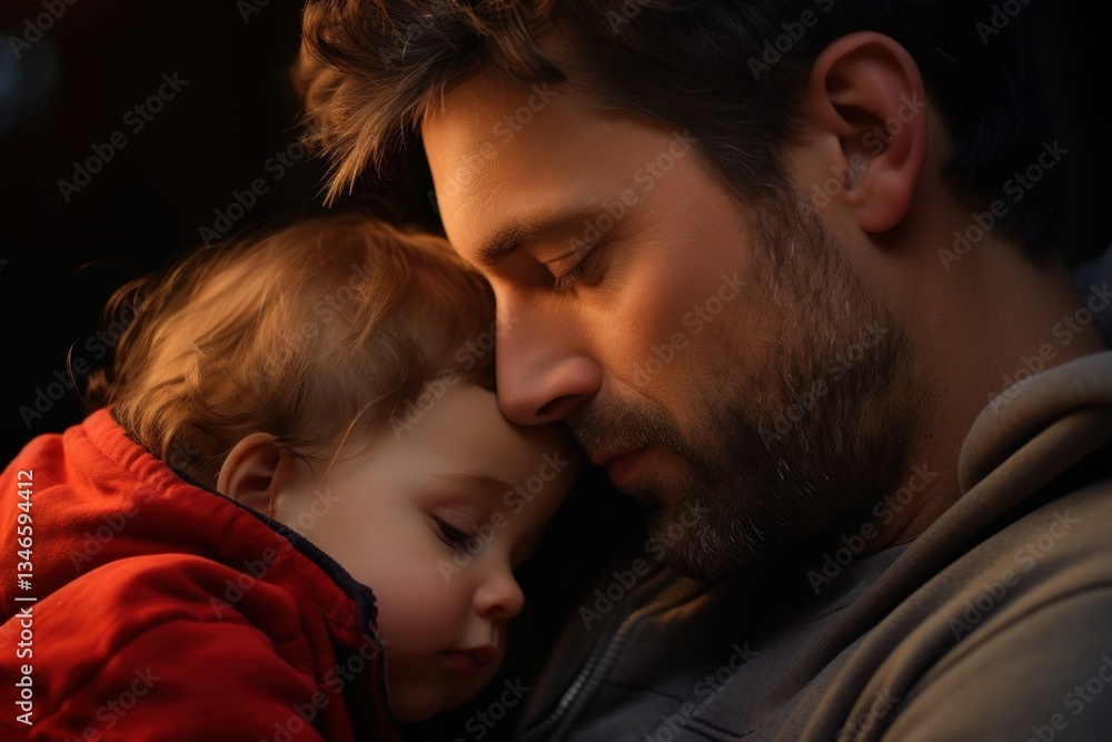 Portrait kissing beard child. Portrait kissing beard child.