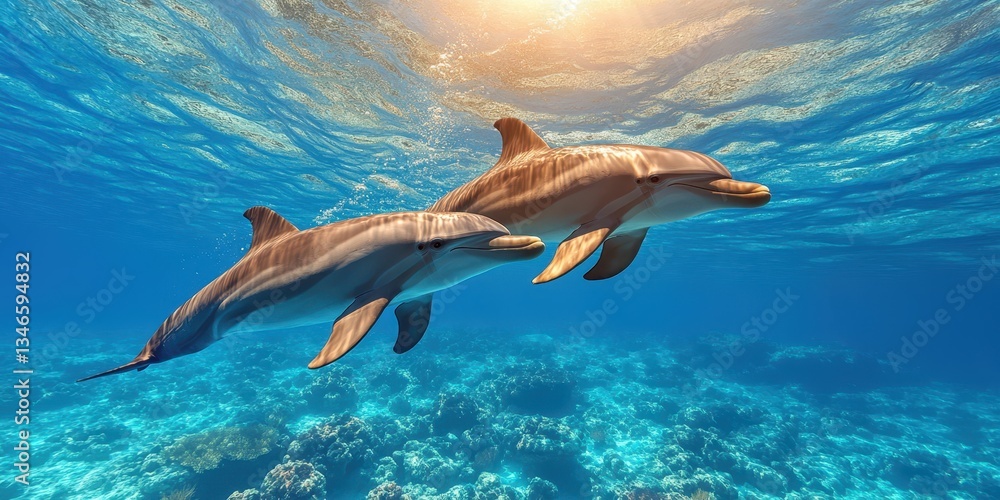 Obraz premium Graceful Dolphins in Motion Banner