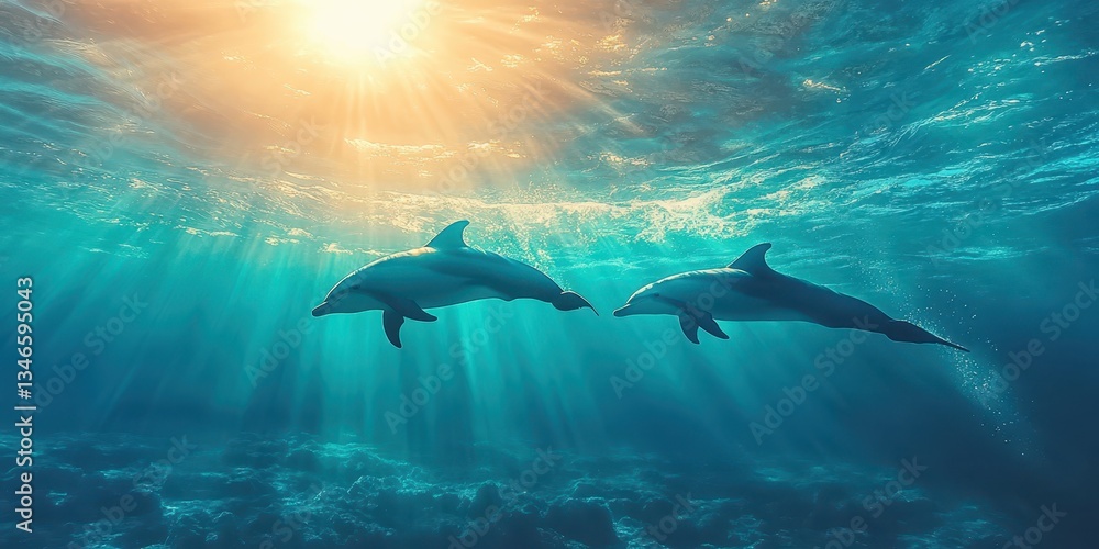 Obraz premium Graceful Dolphins in Motion Banner